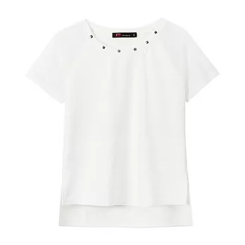 【CACO】CREAM PUNK.透視鉚釘上衣(女)S白