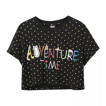 【CACO】探險活寶.授權款.人物字樣點點短版上衣(女)FREE黑
