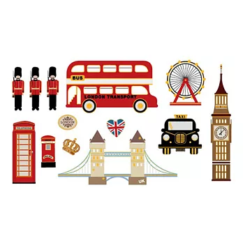 Travel Sticker行李箱造型貼紙-倫敦(金紅)