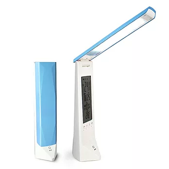 USB LED 幾何造型萬年曆可充電式折疊檯燈藍色
