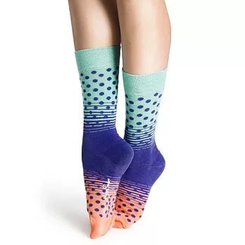 瑞典進口【Happy Socks】綠紫粉漸層圓點中統襪41-46