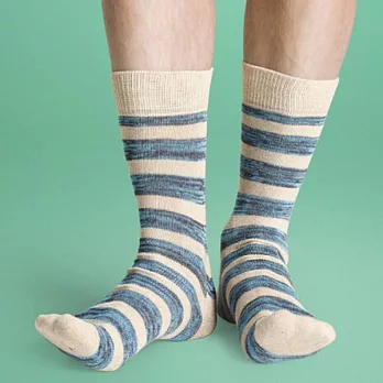『摩達客』瑞典進口【Happy Socks】白藍灰橫紋中統襪36-40