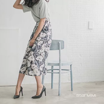 【StarMIMI】水墨筆觸後鬆緊高腰寬褲*FREE印花