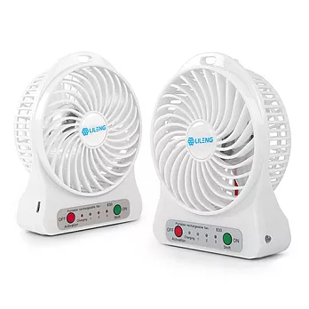 充電便攜式 三段變速USB風扇(附LED燈)白色