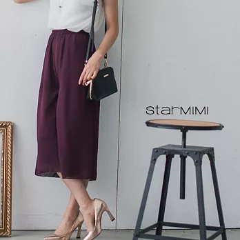 【StarMIMI】雪紡涼感飄逸細紋寬褲*FREE棗紅
