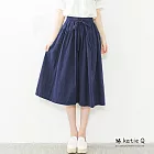 【KatieQ】素色綁帶棉麻裙褲(3色)-FREEFREE藍
