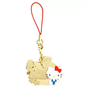 《Sanrio》HELLO KITTY金屬鐵牌手機吊飾(蘋果)