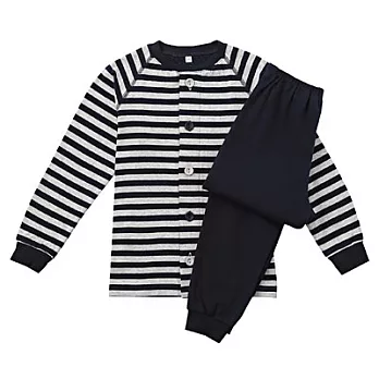 [MUJI 無印良品]兒童有機棉接結輕鬆換穿長袖睡衣130深藍橫紋