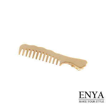 Enya★童趣時尚小梳子髮夾金色