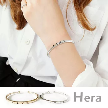 【Hera】赫拉 金屬刻字LOVE開口手環/手鍊/手鐲(二色)金色
