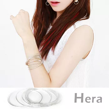 【Hera】赫拉 細版磨砂多圈層次手鍊/手鐲/手環九件組(磨砂銀)