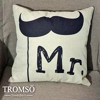 TROMSO-品味英倫棉麻抱枕/鬍子先生