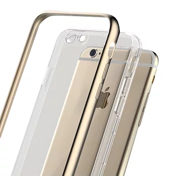 Rock Apple iPhone 6S Plus卡尼系列超薄TPU金屬邊框保護殼(金)