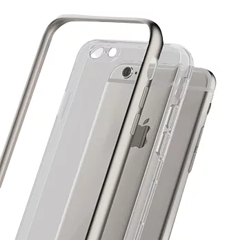 Rock Apple iPhone 6S Plus卡尼系列超薄TPU金屬邊框保護殼(灰)