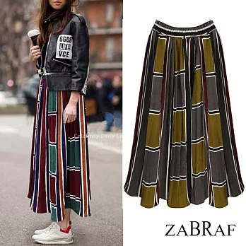 【BR】拼色格子修身長裙-共2色(M-XL可選)M黃色