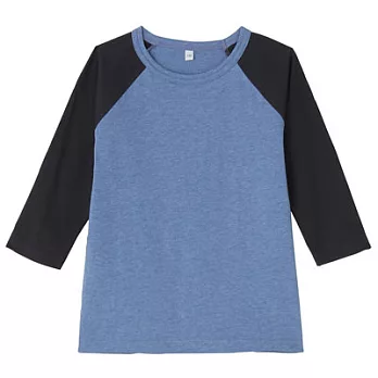 [MUJI無印良品]兒童有機棉每日兒童服配色七分袖T恤110天空藍紋樣