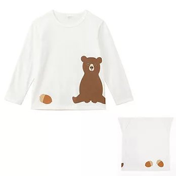 [MUJI無印良品]兒童有機棉印花長袖T恤110熊