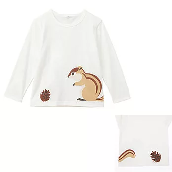 [MUJI無印良品]兒童有機棉印花長袖T恤110松鼠