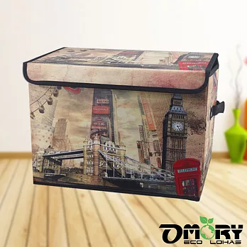 【OMORY】防潑水連蓋式摺疊收納箱-英倫風景
