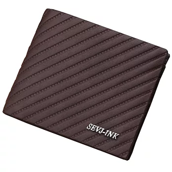 AmaZing 立體深溝時尚斜紋多工收納短夾 (4款任選)褐色x橫款