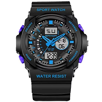 Watch-123 高精準夜光多功能雙顯電子錶 (5色任選)黑藍