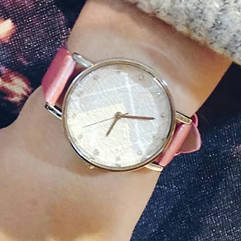 Watch-123 日常幸福-菱形玻璃切面都會知性手錶 (5色任選)粉紅色