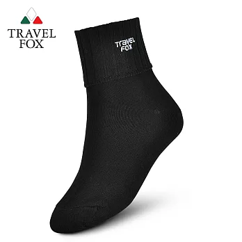TRAVEL FOX旅狐 反折造型棉襪[T43W-01]黑