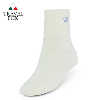 TRAVEL FOX旅狐 反折造型棉襪[T43W-82]米白