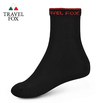 TRAVEL FOX 旅狐 女純棉厚底毛巾運動襪 [T30W-01]黑紅