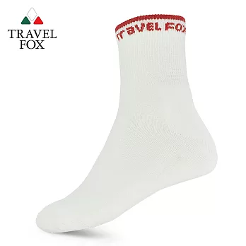TRAVEL FOX 旅狐 女純棉厚底毛巾運動襪 [T30W-30]白紅