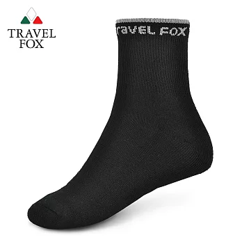 TRAVEL FOX 旅狐 女純棉厚底毛巾運動襪 [T30W-60]黑灰