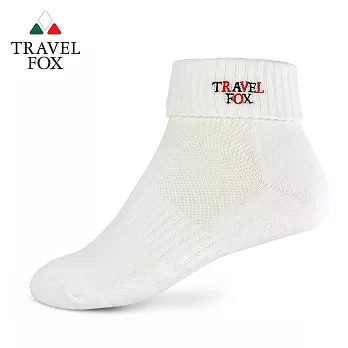 TRAVEL FOX旅狐女反折毛巾底運動襪 [T22W-07]白