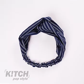 Kitch 奇趣設計 雪紡紗交叉條紋彈性寬髮帶 - 6色白條紋