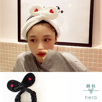【Hera】赫拉 愛心刺繡彈性頭帶/髮帶-3色(黑色)