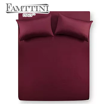 【Famttini-典藏原色】加大三件式純棉床包組-棗紅