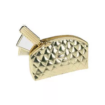 Janeke亞尼佳 義大利原裝進口 耀眼菱格金 鏡梳化妝包