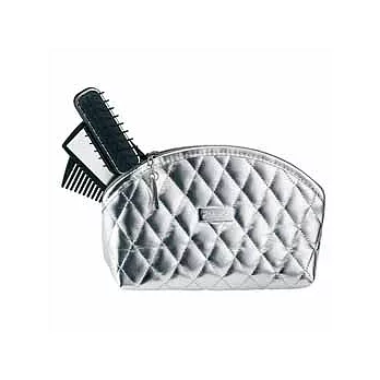 Janeke亞尼佳 義大利原裝進口 奢華菱格銀 鏡梳化妝包