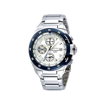 SEIKO 炫亮粗礦計時運動錶(白)