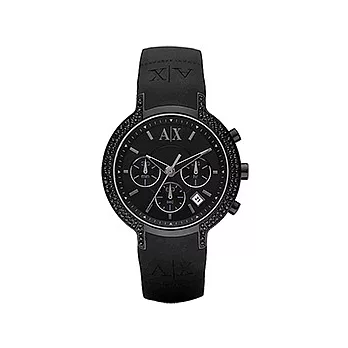 A|X Armani Exchange 洗鍊知性美三環時尚腕錶(黑)