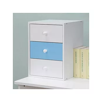 《Homelike》浪漫粉彩三抽櫃/收納櫃(白+藍+白)