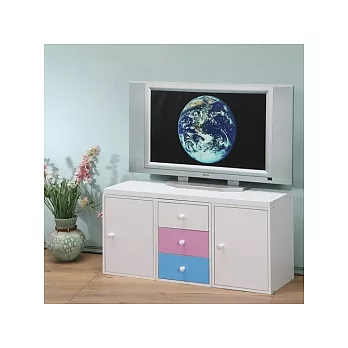 《Homelike》浪漫粉彩電視收納櫃/置物櫃(白+多彩櫃)(BO-9037-9-312351WC)