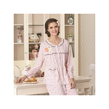 【皮爾卡登】粉紅長袖毛巾針織睡衣褲