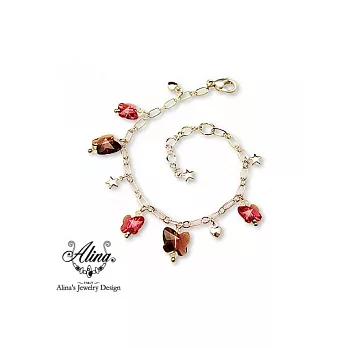 Alina -- 「蝶舞」水晶手鍊-紅