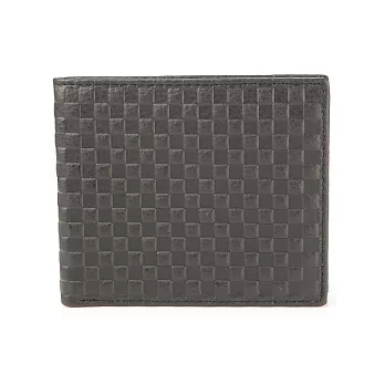 【JENHAO】小格紋三夾橫式牛皮短夾 518-7