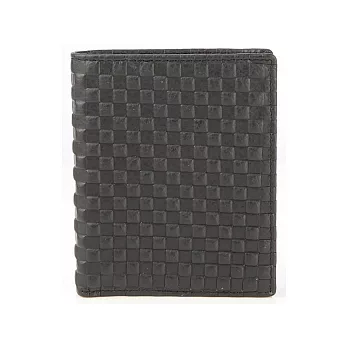 【JENHAO】小格紋三夾直式牛皮短夾 518-8