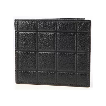 【JENHAO】大格紋三夾橫式牛皮短夾 518-2