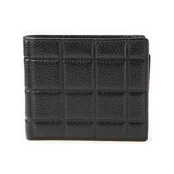 【JENHAO】大格紋三夾橫式牛皮短夾 518-3