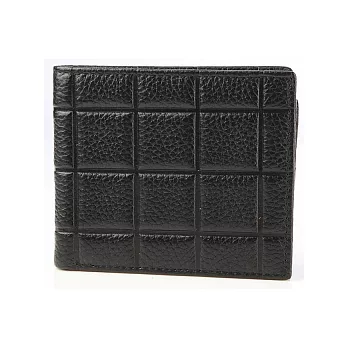 【JENHAO】大格紋三夾橫式牛皮短夾 518-4