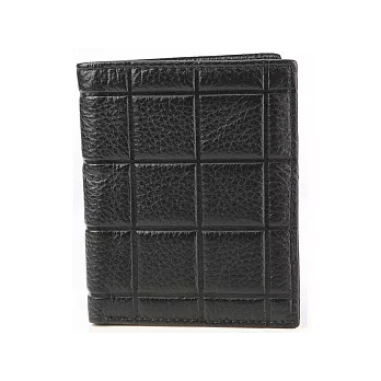 【JENHAO】大格紋三夾直式牛皮短夾 518-5