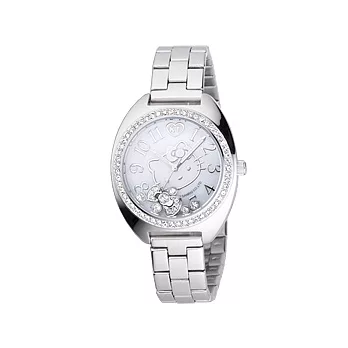 Hello Kitty 驚豔焦點珍珠貝時尚腕錶(白)